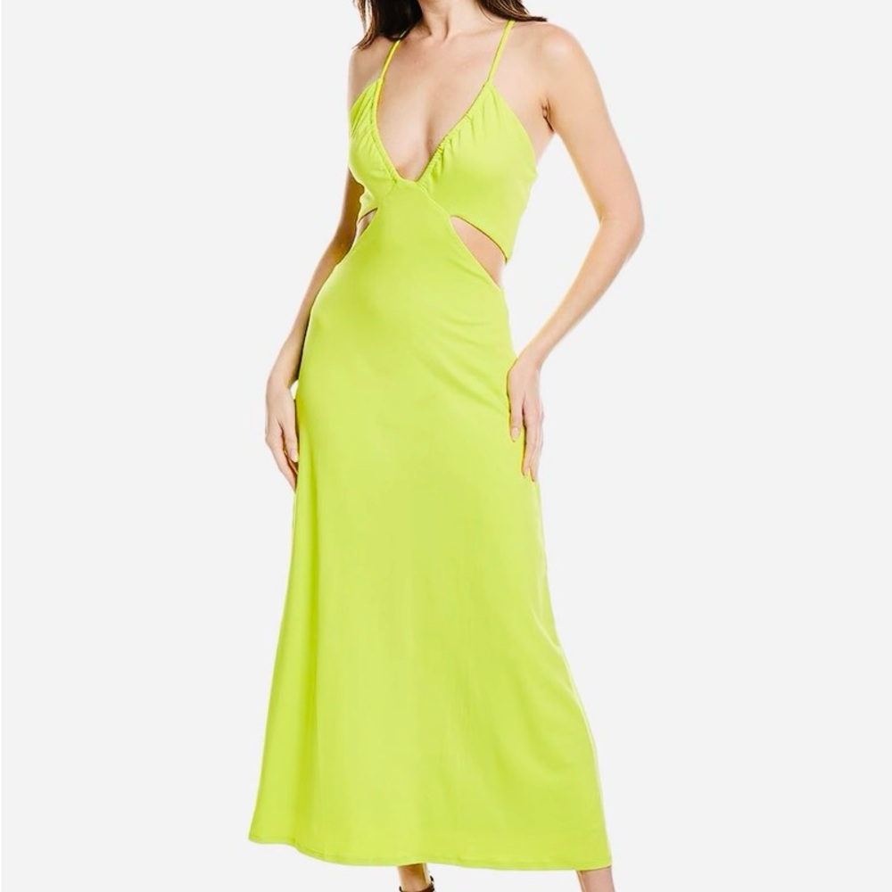 Rachel Rachel Roy Lime Vibrant Green  Maxi Willow Dress L NWT